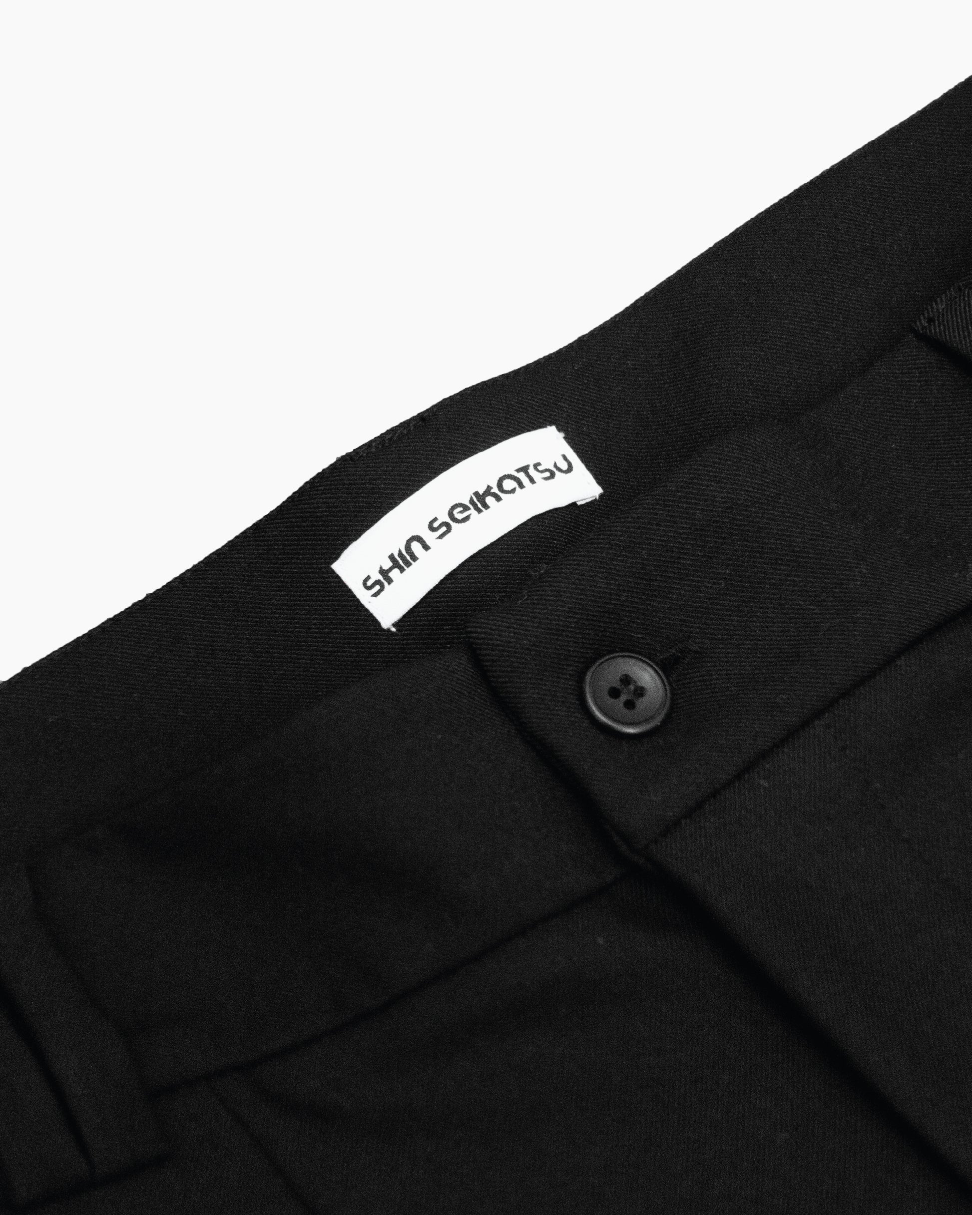 Baggy tobi trousers with double pleats — contemporary Japanese-inspired pants from Shin Seikatsu made in Dubai